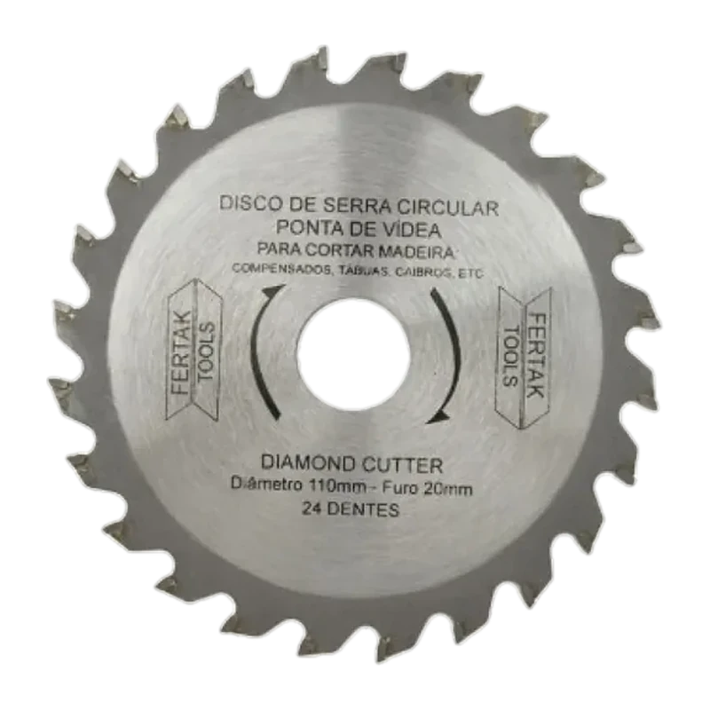 Disco de serra de vídia 24 dentes 110 × 20 mm para madeira