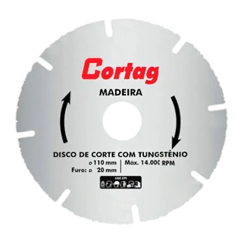 Disco com tungstênio 110 mm para madeira